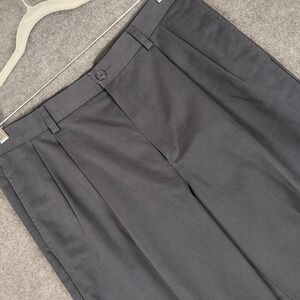 LL Bean Mens Classic Fit Pleated Chino Pants Dark Gray 35x30 Cotton